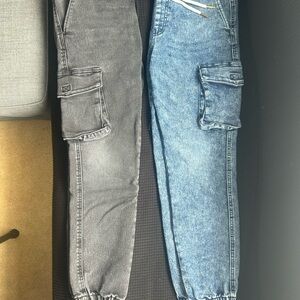 You Black and Blue Cargo Jogger Jeans